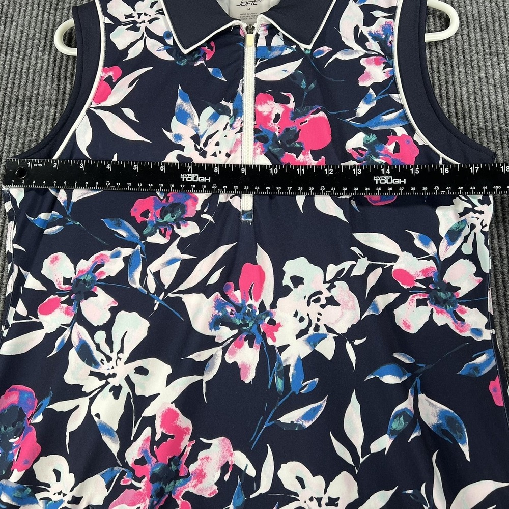 Jofit Navy Floral Sleeveless Polo Dress with Pink & White Accents - Picture 7 of 16